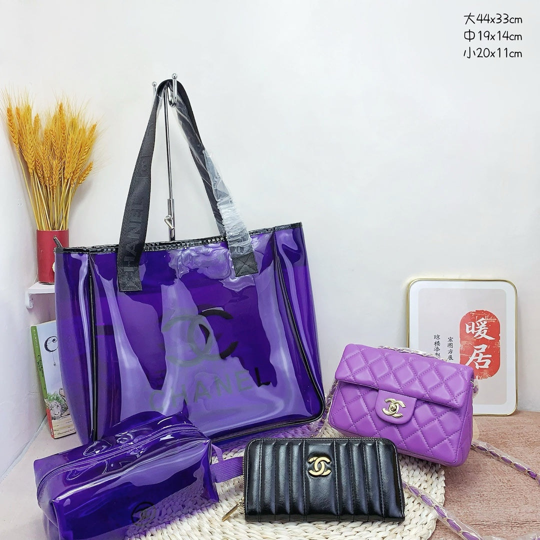 Chanel 4 Piece Bag Set Purple