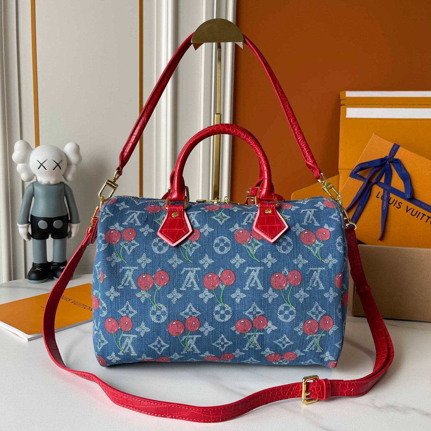 Lv Cherry Denim Speedy Bag
