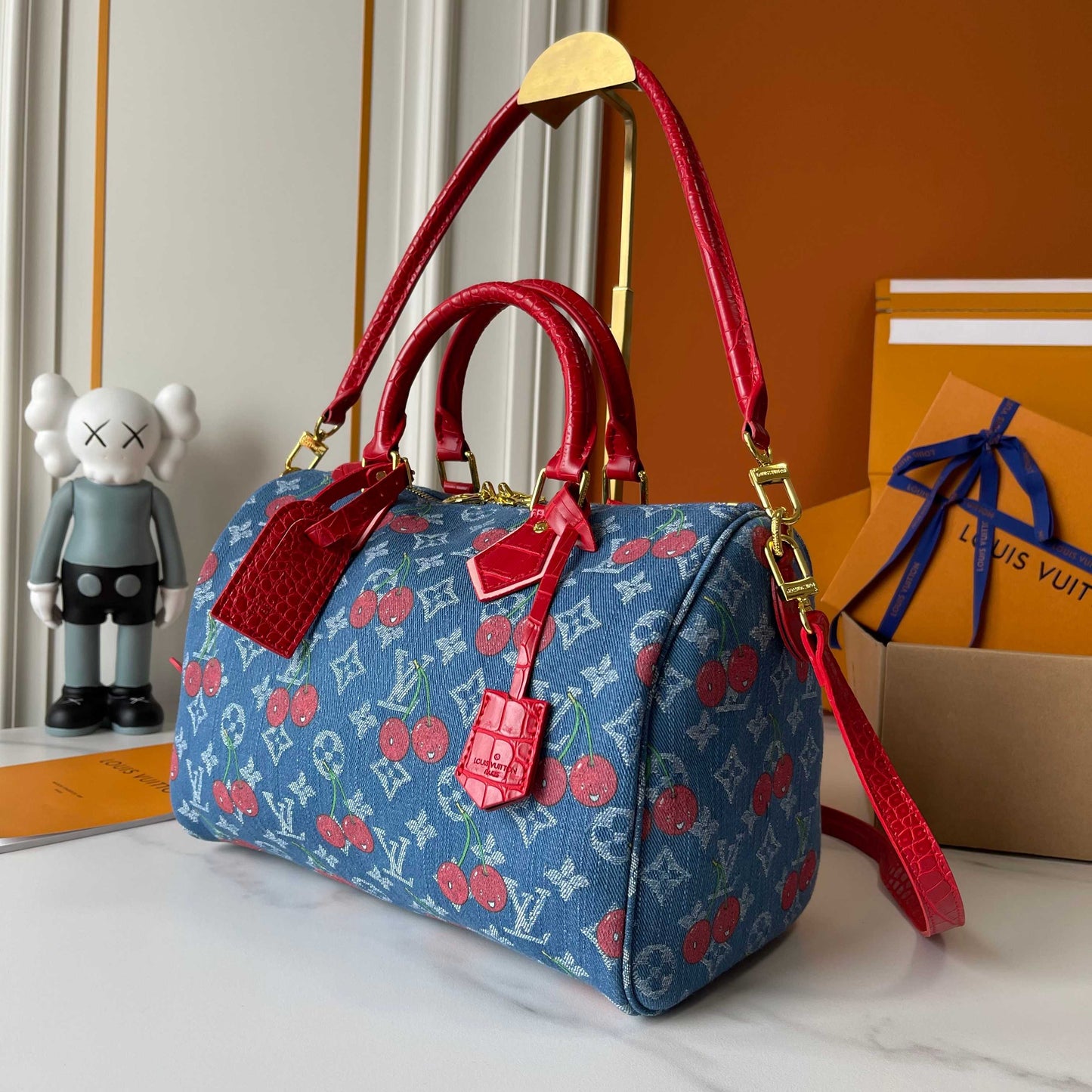 Lv Cherry Denim Speedy Bag