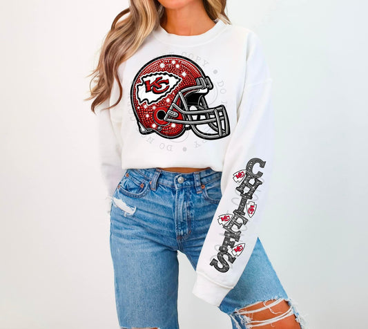 Football Faux Rhinestone Sweatshirt All 32 Teams Avail