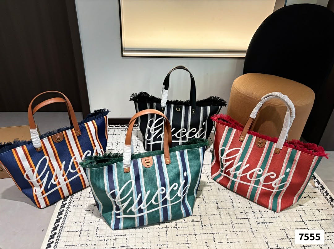 Gucci High Quality Large logo embroidered tote bag