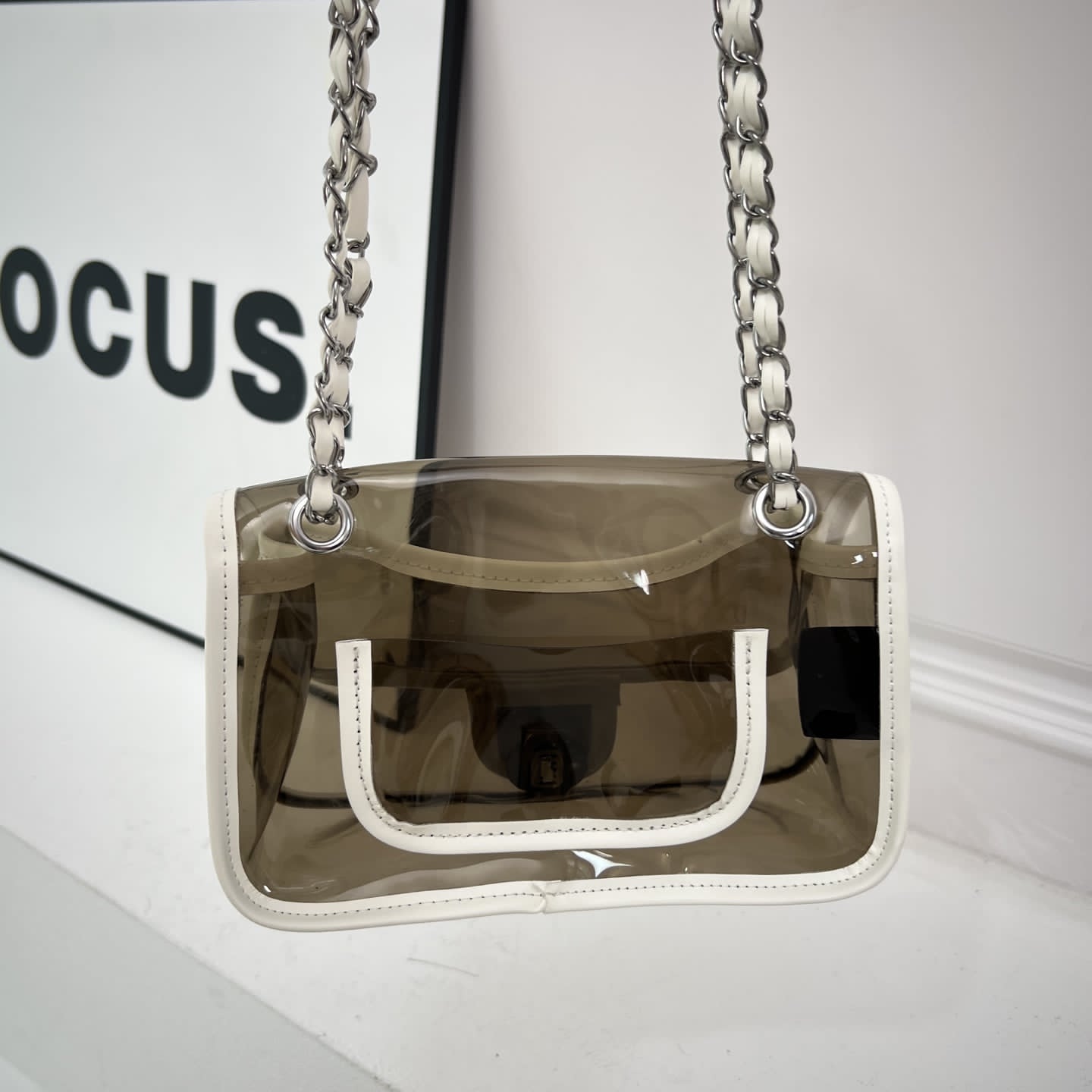 Chanel Clear Crossbody Flap Bag Double Chain