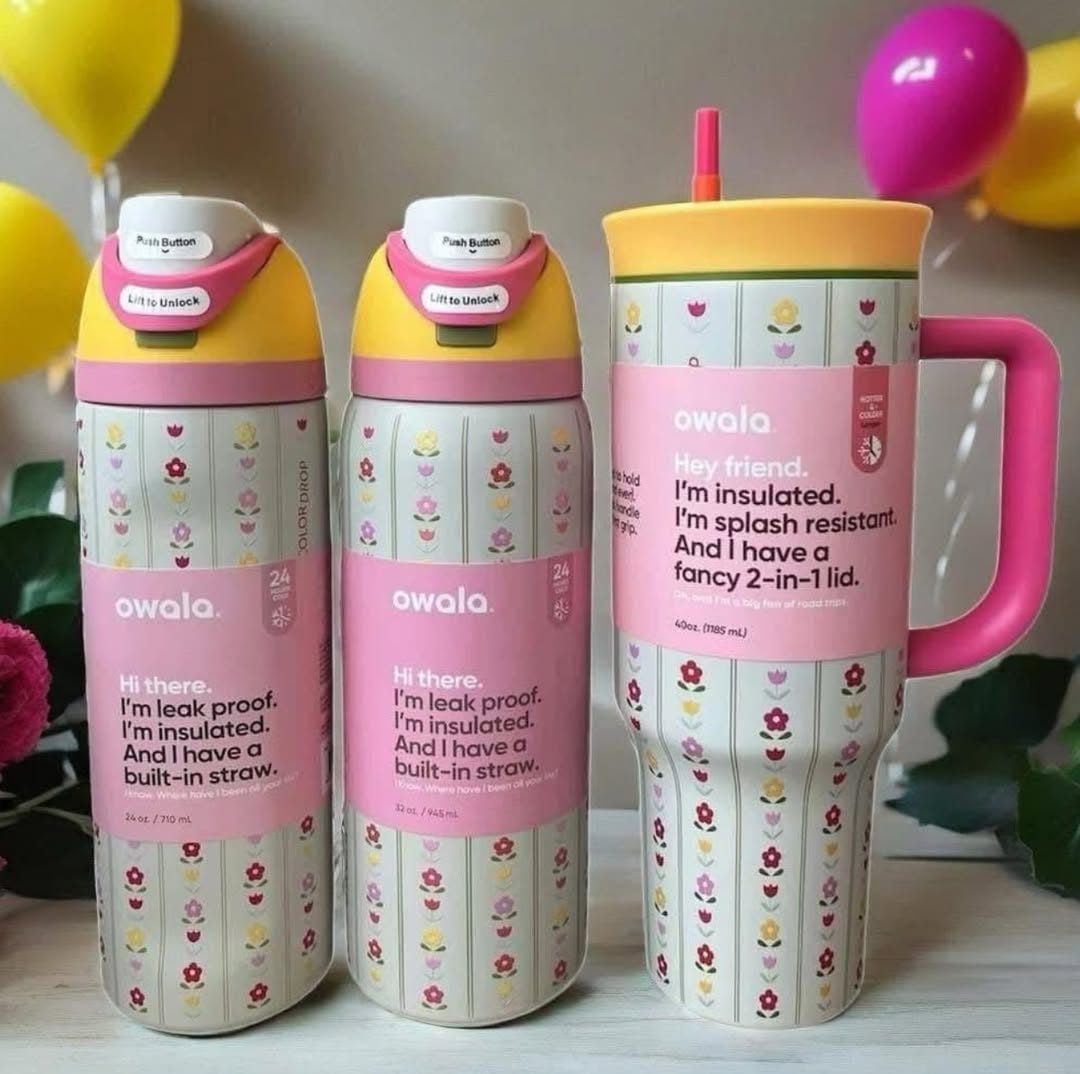 Limited Edition Owala Flower Crown Color Drop Stainless Steel Water Bottle