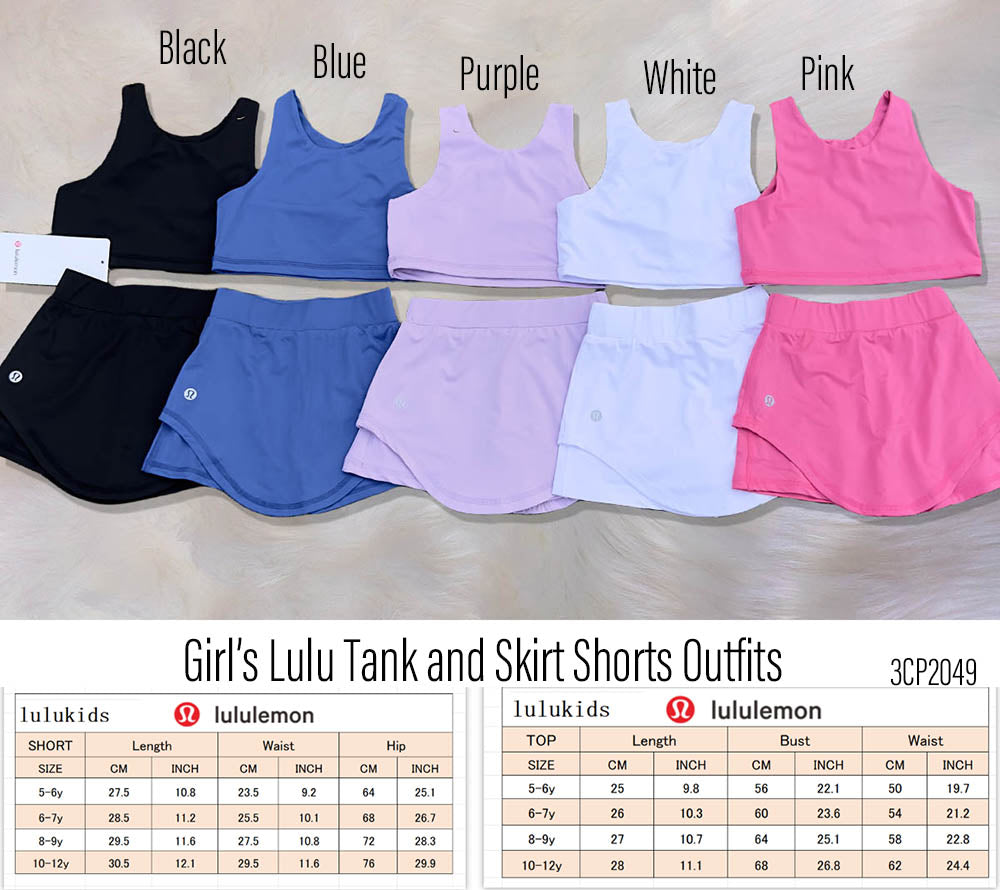 LULU Inspired Girl's Sporty Tank and Skirt Shorts Outfit