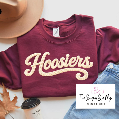 Faux Chunky Yarn Hoosiers Crewneck Sweatshirt