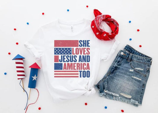 She Loves Jesus and America Too T-shirt