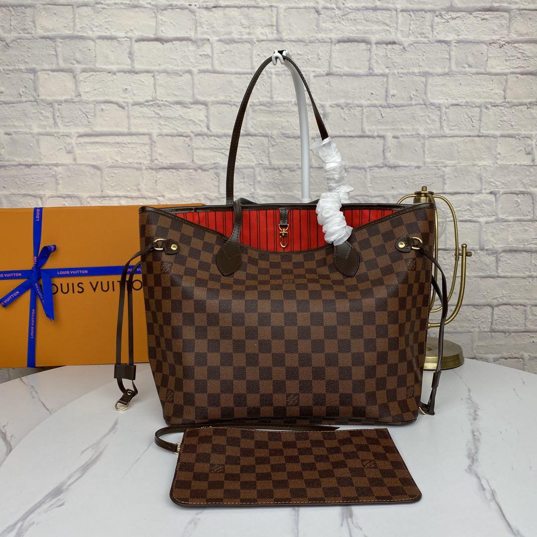 Large Lv Inspired Neverfull Tote with Small Pouch