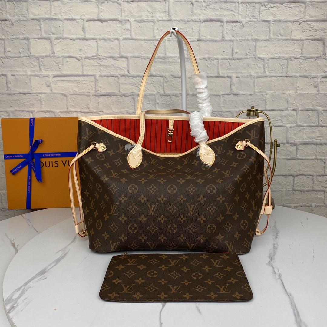 Large Lv Inspired Neverfull Tote with Small Pouch