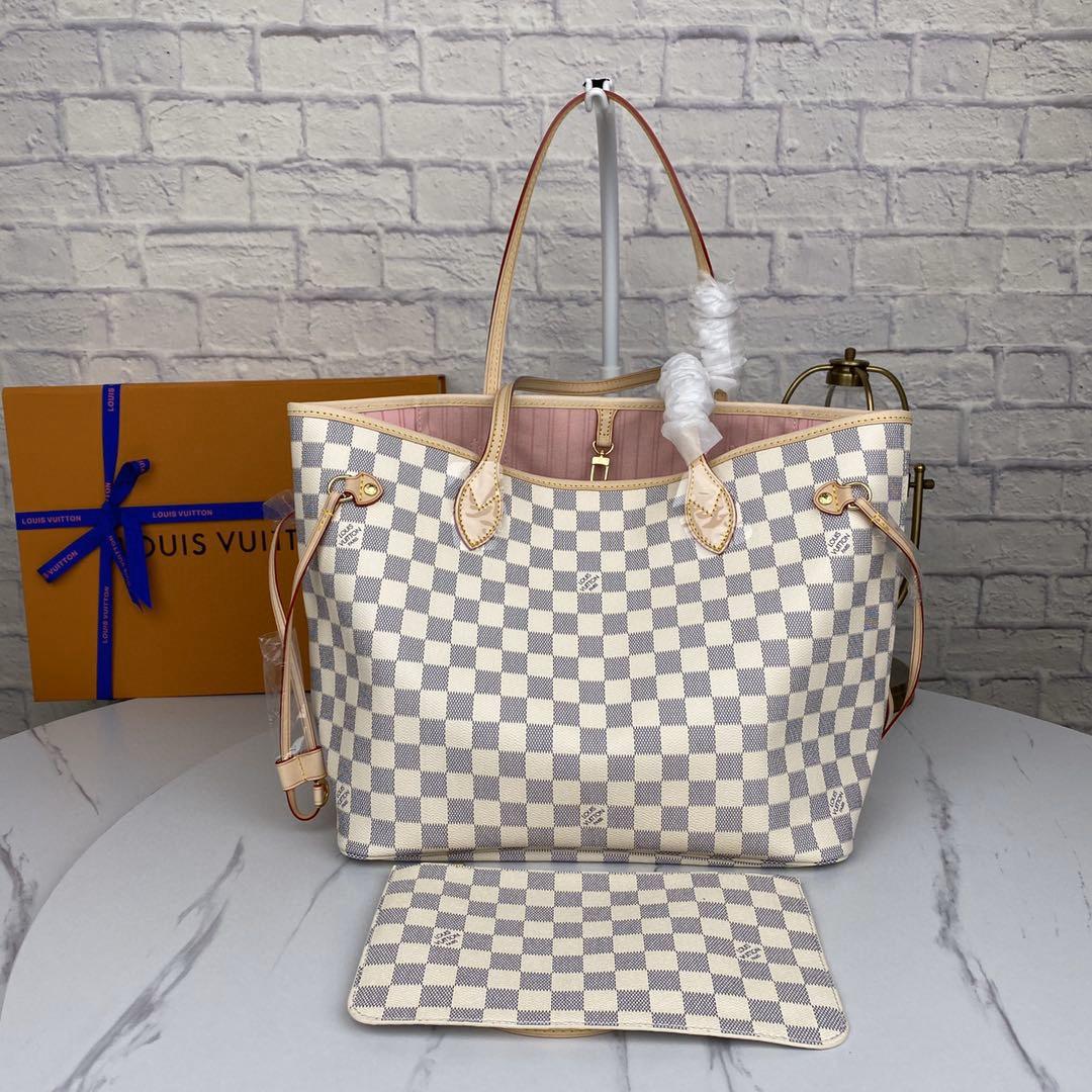 Large Lv Inspired Neverfull Tote with Small Pouch