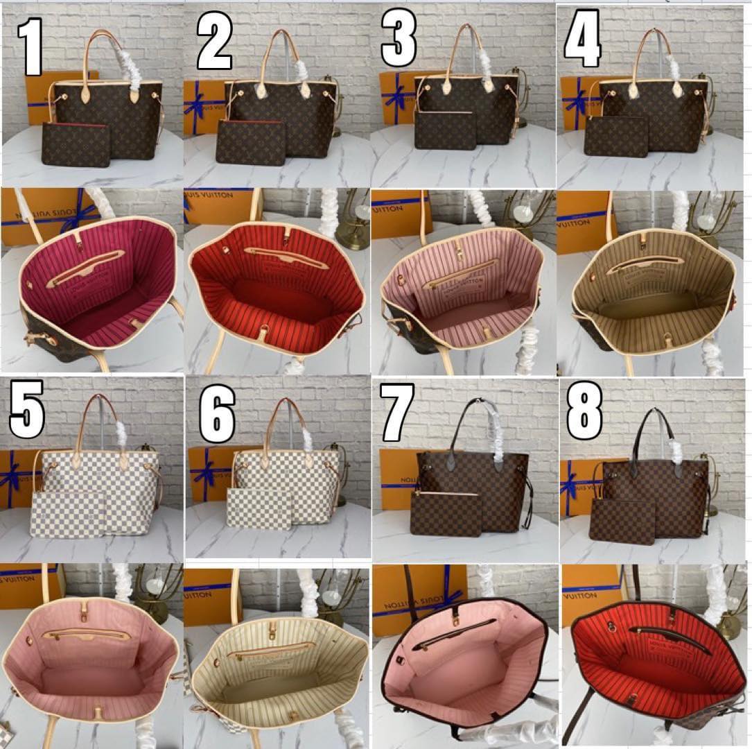Large Lv Inspired Neverfull Tote with Small Pouch