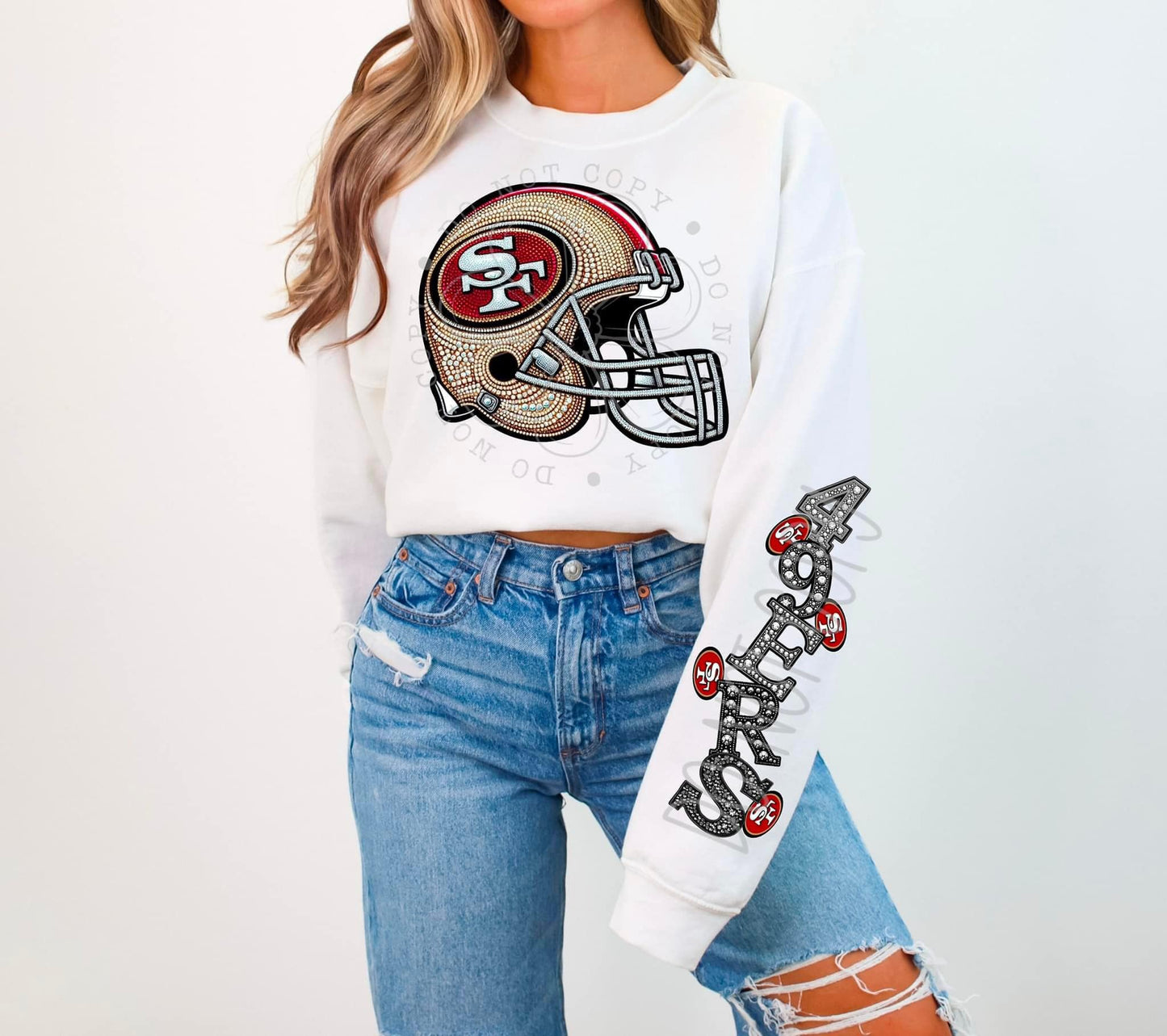 Football Faux Rhinestone Sweatshirt All 32 Teams Avail