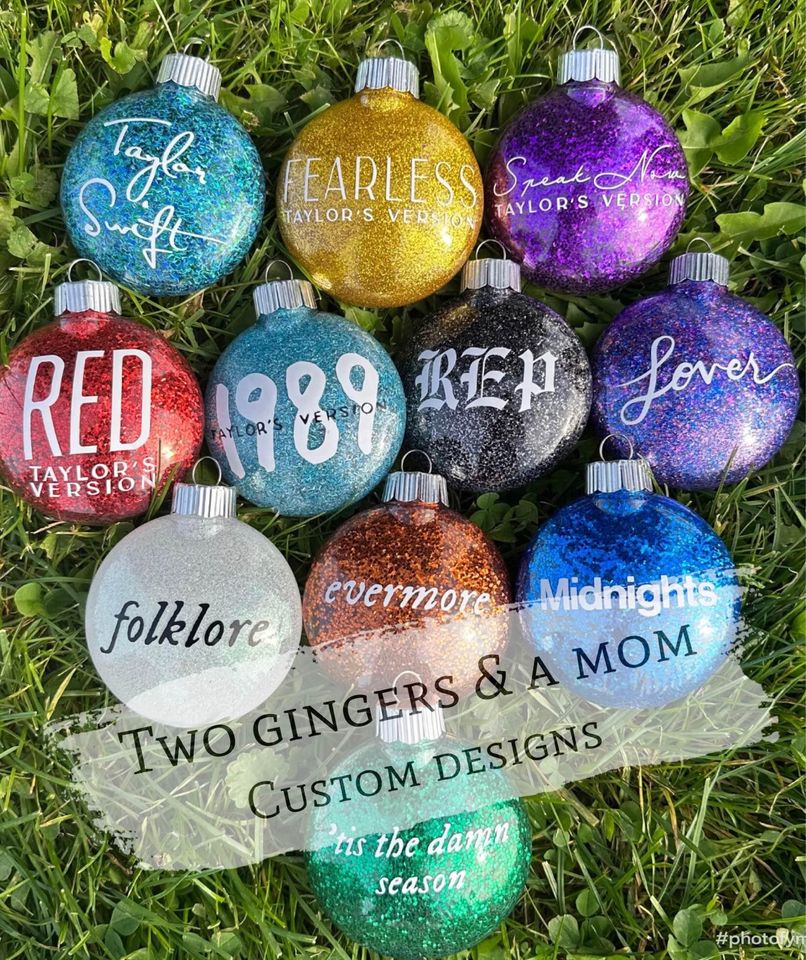 Taylor Swift Eras Set Glitter Ornaments Including TTPD