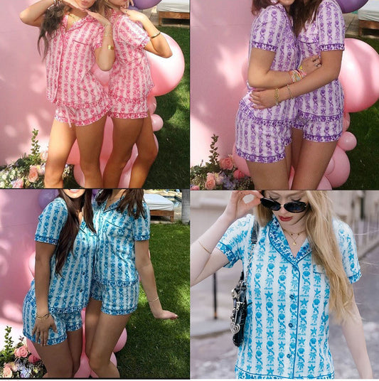Pink Palm Puff Mom & Me Pajamas