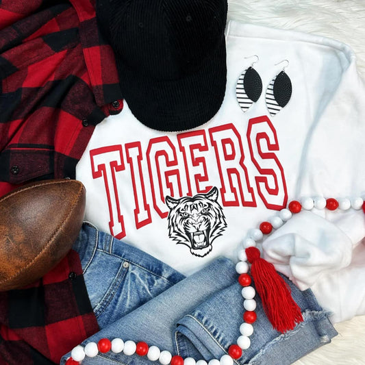 Tigers Puff Print School Spirit Sweatshirt