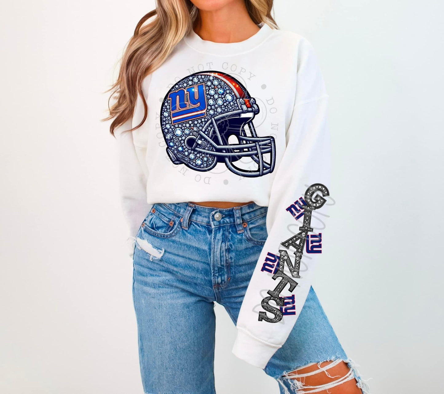 Football Faux Rhinestone Sweatshirt All 32 Teams Avail